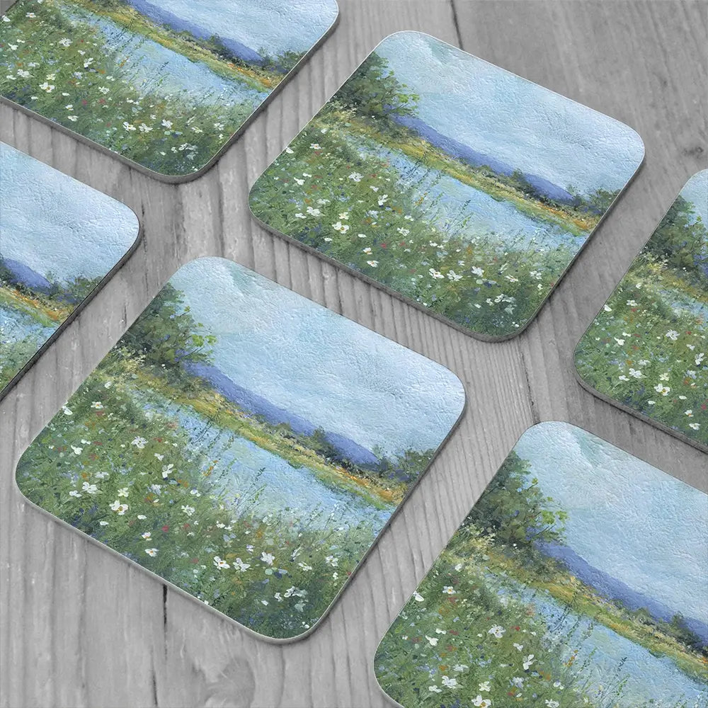 Wildflower Lake Coaster Set Wildflower Lake Coaster Set wall art product Carol Robinson