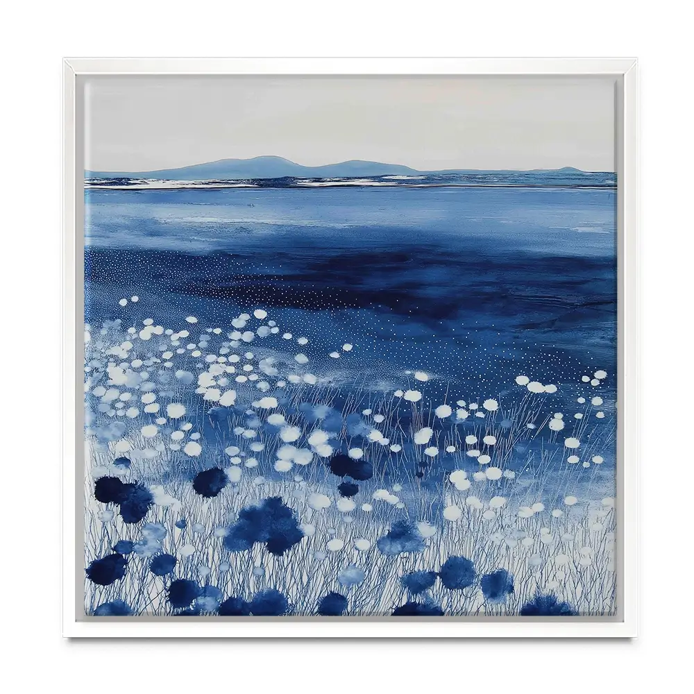 Wildflowers And Distant Mountains Square Canvas Print Wildflowers And Distant Mountains Square Canvas Print wall art product Chromatic Storm Studio