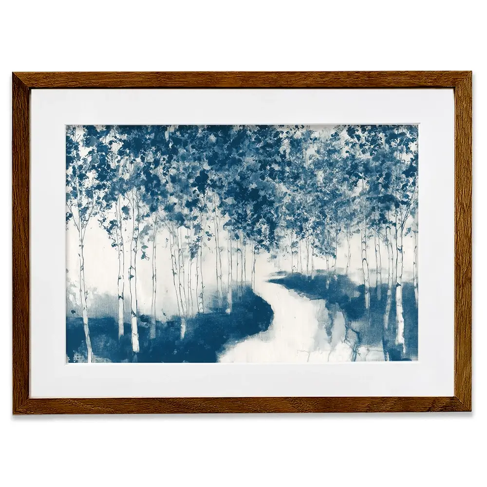 Winding Path Through Birch Trees Framed Art Print Winding Path Through Birch Trees Framed Art Print wall art product Chromatic Storm Studio