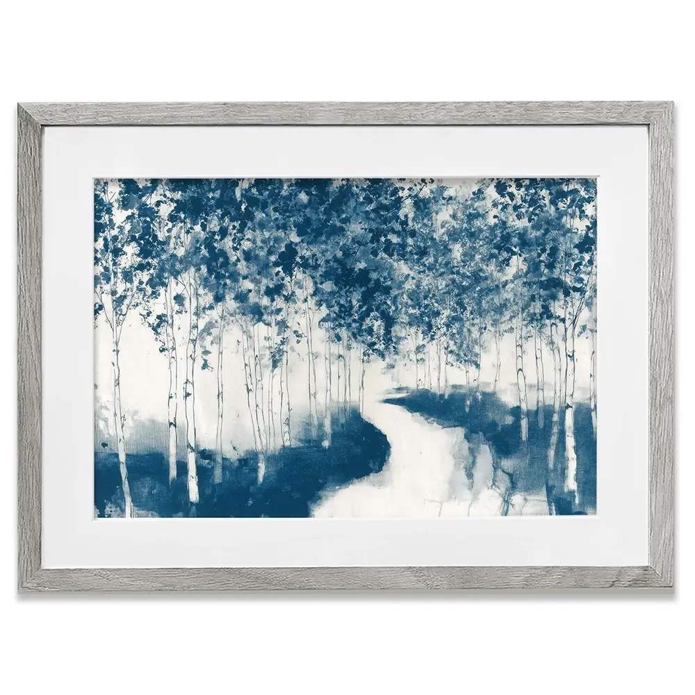 Winding Path Through Birch Trees Framed Art Print Winding Path Through Birch Trees Framed Art Print wall art product Chromatic Storm Studio