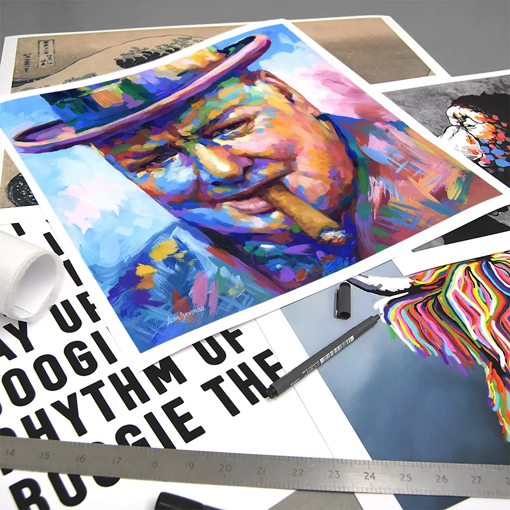 Winston Churchill Close Up Square Art Print Winston Churchill Close Up Square Art Print wall art product Leon Devenice