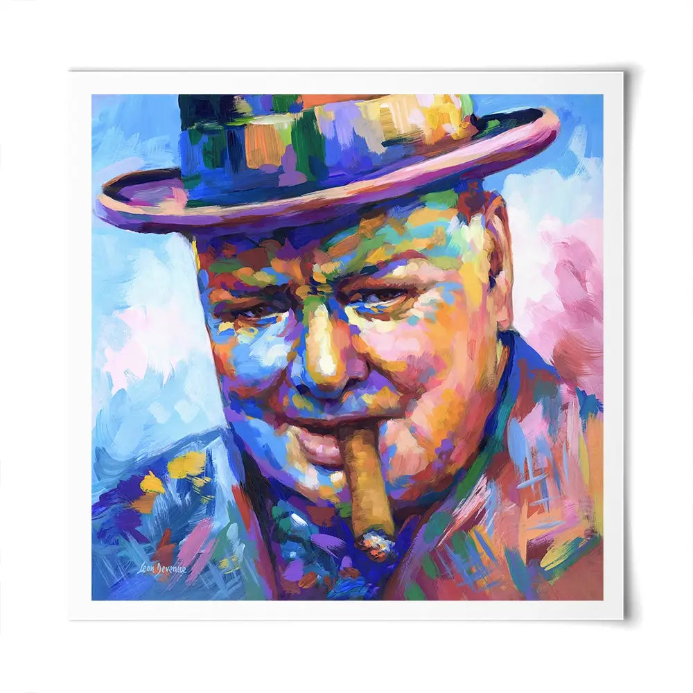 Winston Churchill Close Up Square Art Print Winston Churchill Close Up Square Art Print wall art product Leon Devenice