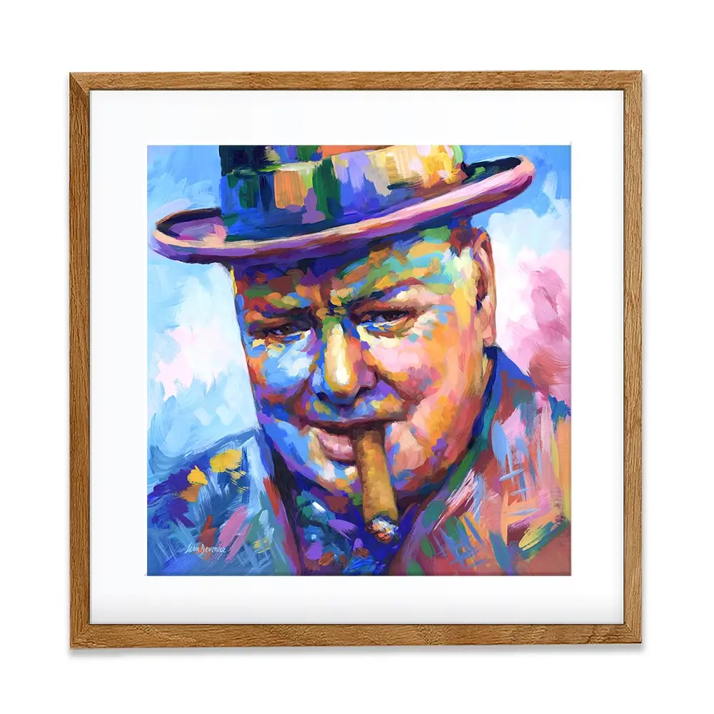 Winston Churchill Close Up Square Framed Art Print Winston Churchill Close Up Square Framed Art Print wall art product Leon Devenice