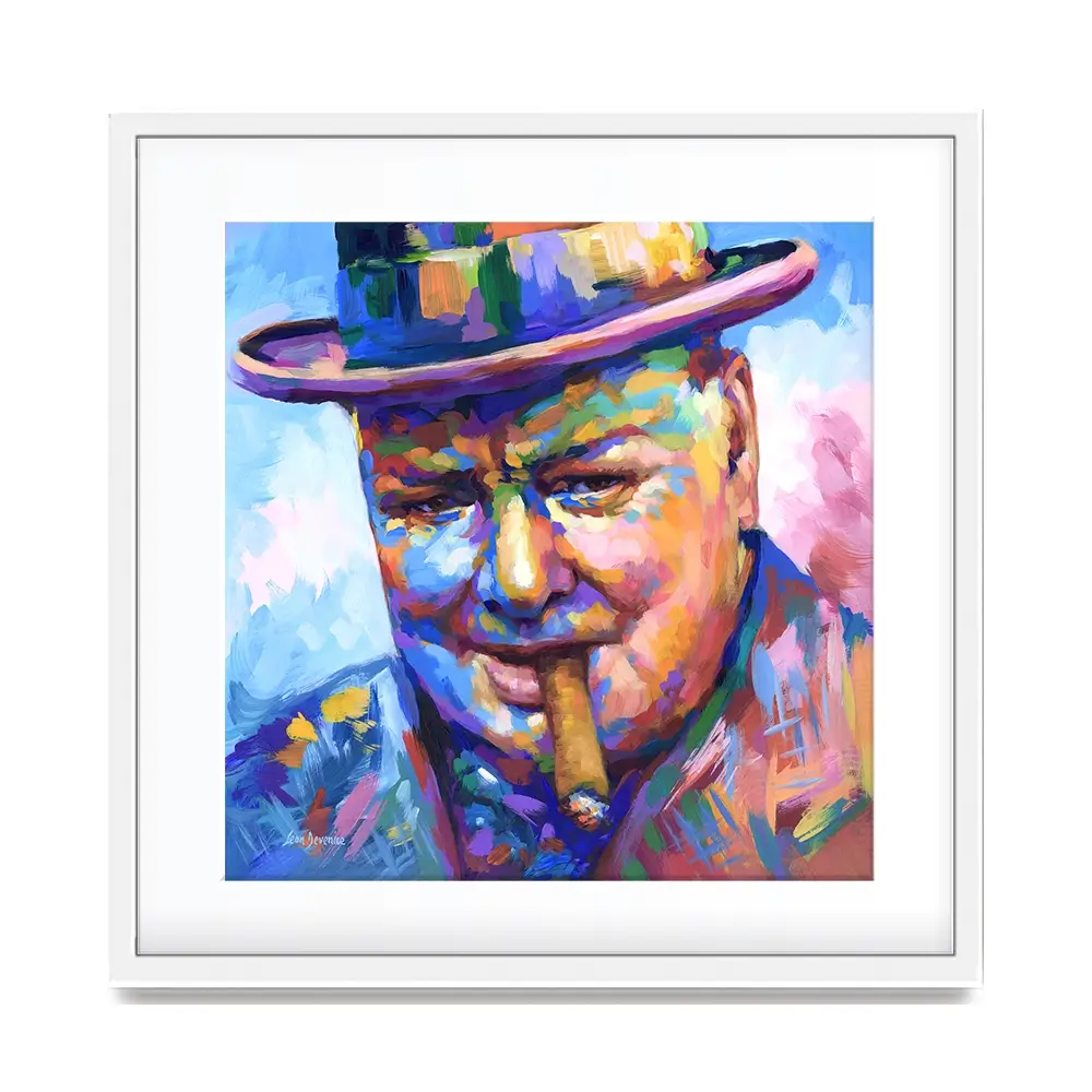 Winston Churchill Close Up Square Framed Art Print Winston Churchill Close Up Square Framed Art Print wall art product Leon Devenice