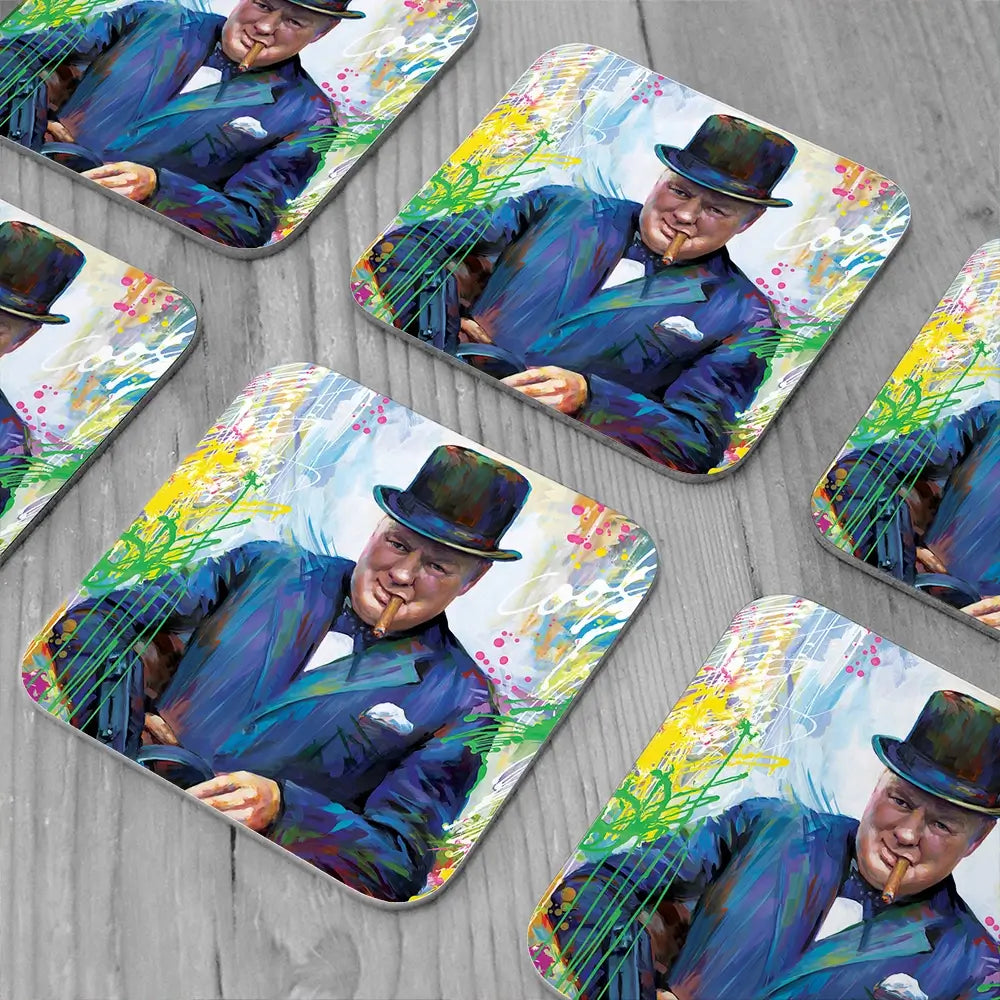 Winston Churchill Coaster Set Winston Churchill Coaster Set wall art product Art Print Shop