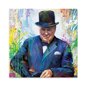 Winston Churchill Square Canvas Print Winston Churchill Square Canvas Print wall art product Art Print Shop