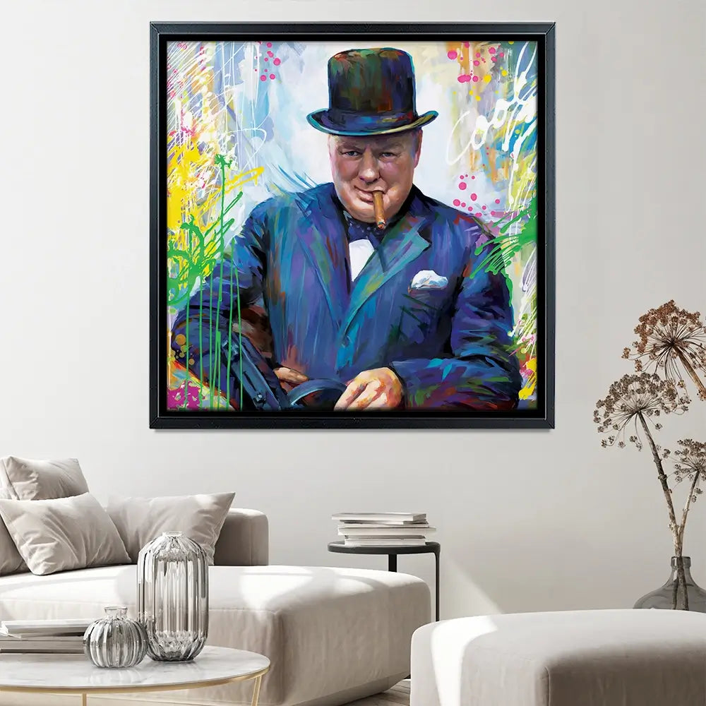 Winston Churchill Square Canvas Print Winston Churchill Square Canvas Print wall art product Art Print Shop