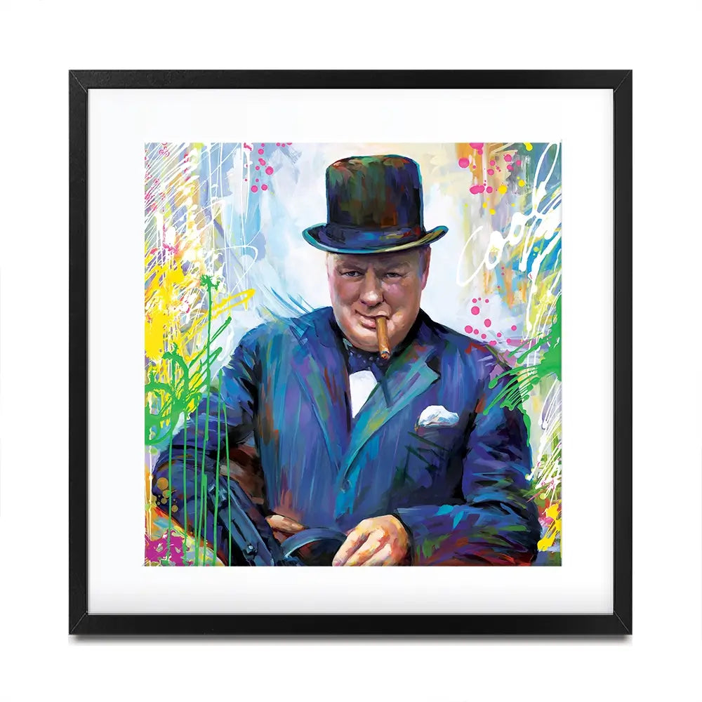 Winston Churchill Square Framed Art Print Winston Churchill Square Framed Art Print wall art product Art Print Shop