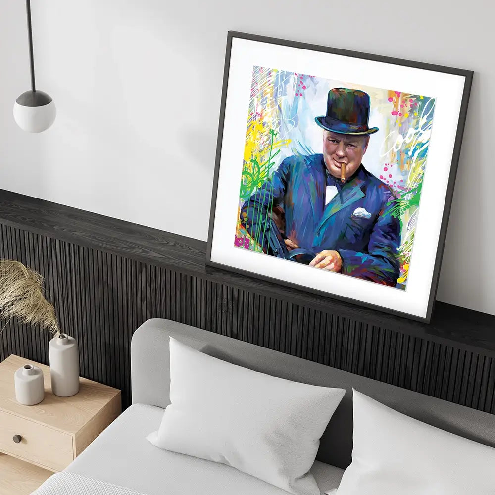 Winston Churchill Square Framed Art Print Winston Churchill Square Framed Art Print wall art product Art Print Shop