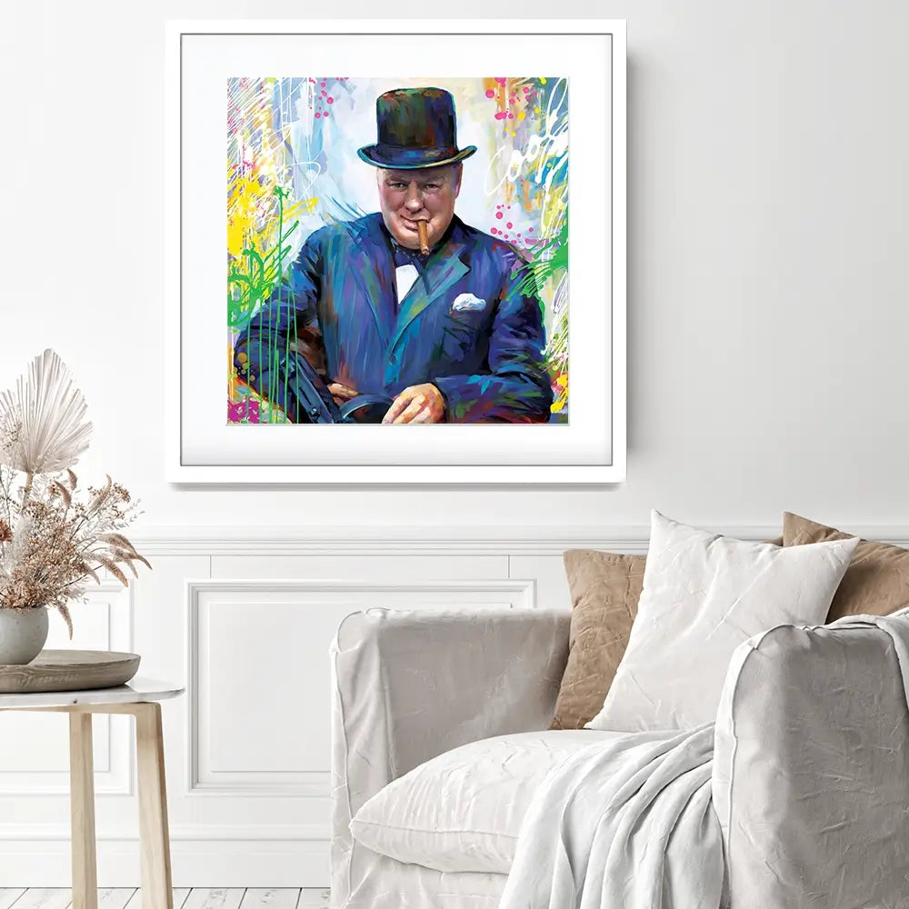 Winston Churchill Square Framed Art Print Winston Churchill Square Framed Art Print wall art product Art Print Shop