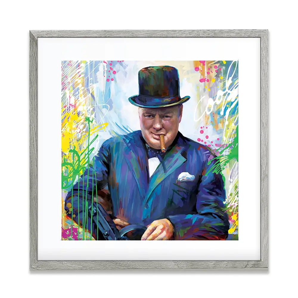 Winston Churchill Square Framed Art Print Winston Churchill Square Framed Art Print wall art product Art Print Shop