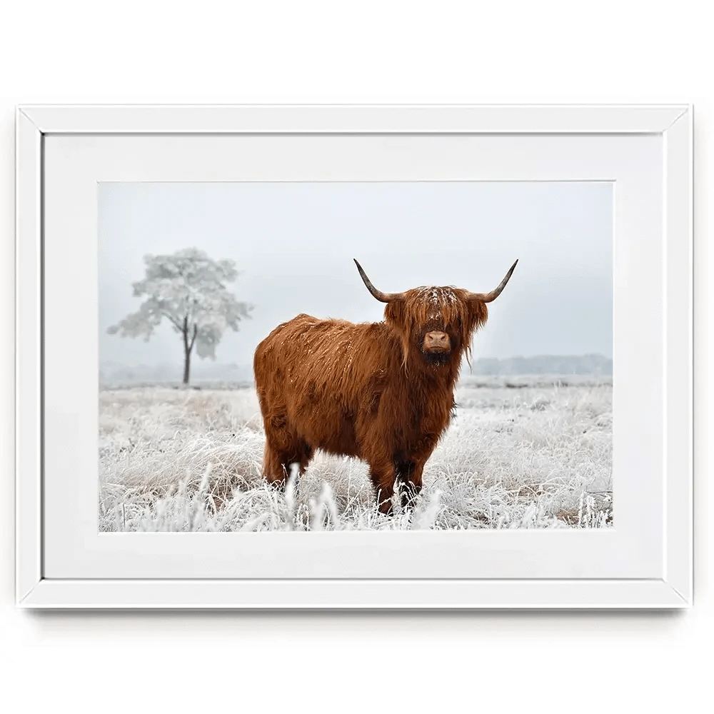 Winter Cow Framed Art Print Winter Cow Framed Art Print wall art product defotoberg / Shutterstock