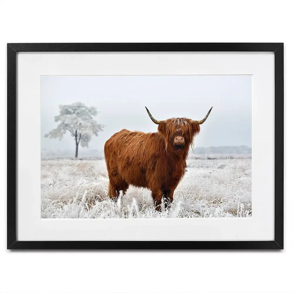 Winter Cow Framed Art Print Winter Cow Framed Art Print wall art product defotoberg / Shutterstock