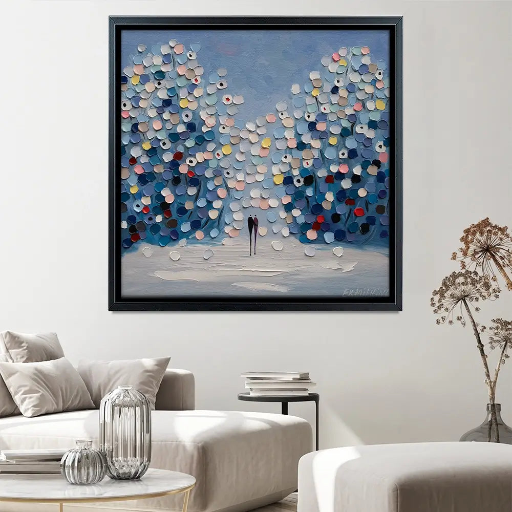 Winter In The Garden Square Canvas Print Winter In The Garden Square Canvas Print wall art product Ekaterina Ermilkina