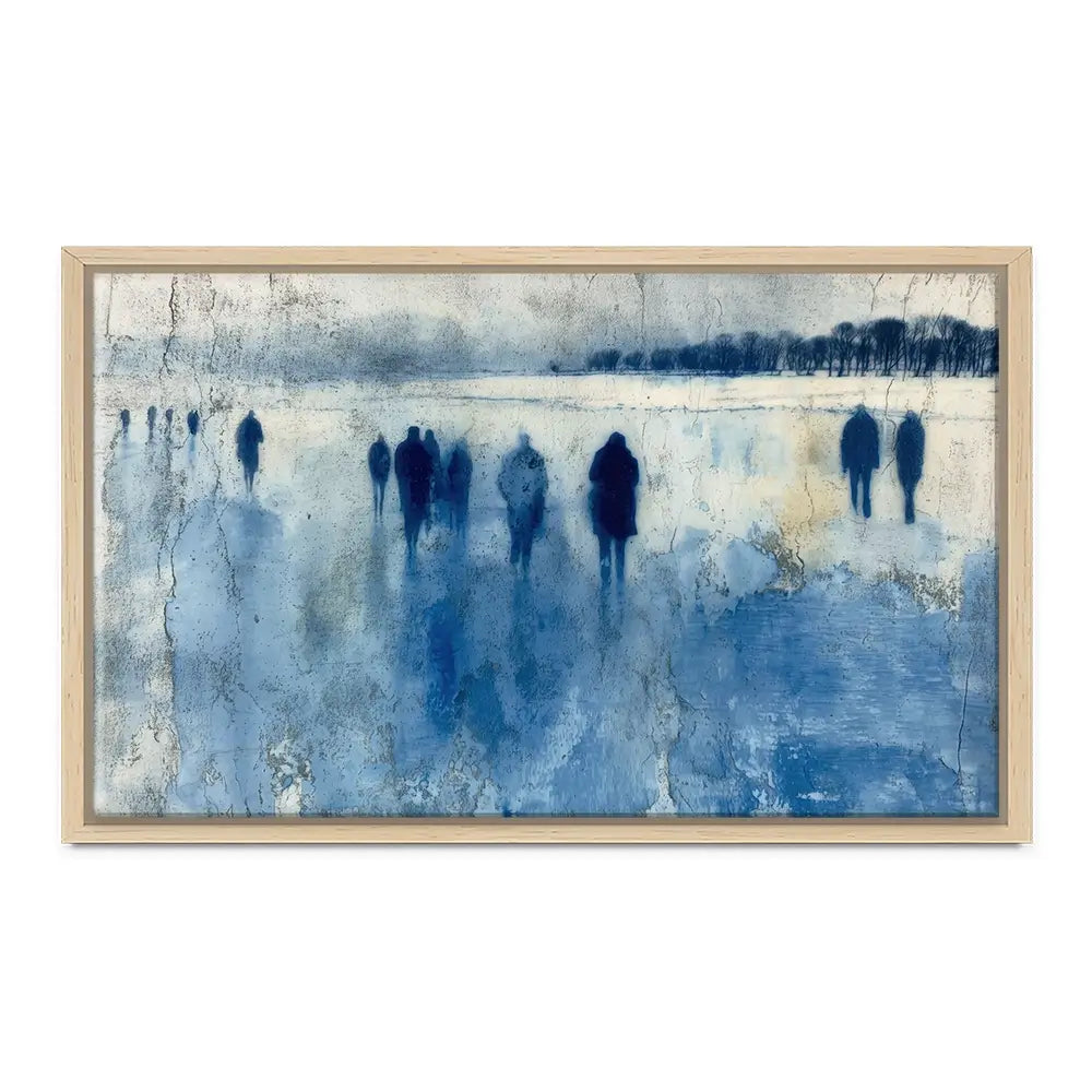 Winter Walkers In Misty Landscape Canvas Print Winter Walkers In Misty Landscape Canvas Print wall art product Chromatic Storm Studio