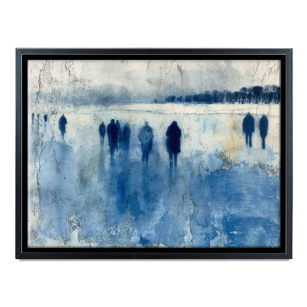 Winter Walkers In Misty Landscape Canvas Print Winter Walkers In Misty Landscape Canvas Print wall art product Chromatic Storm Studio