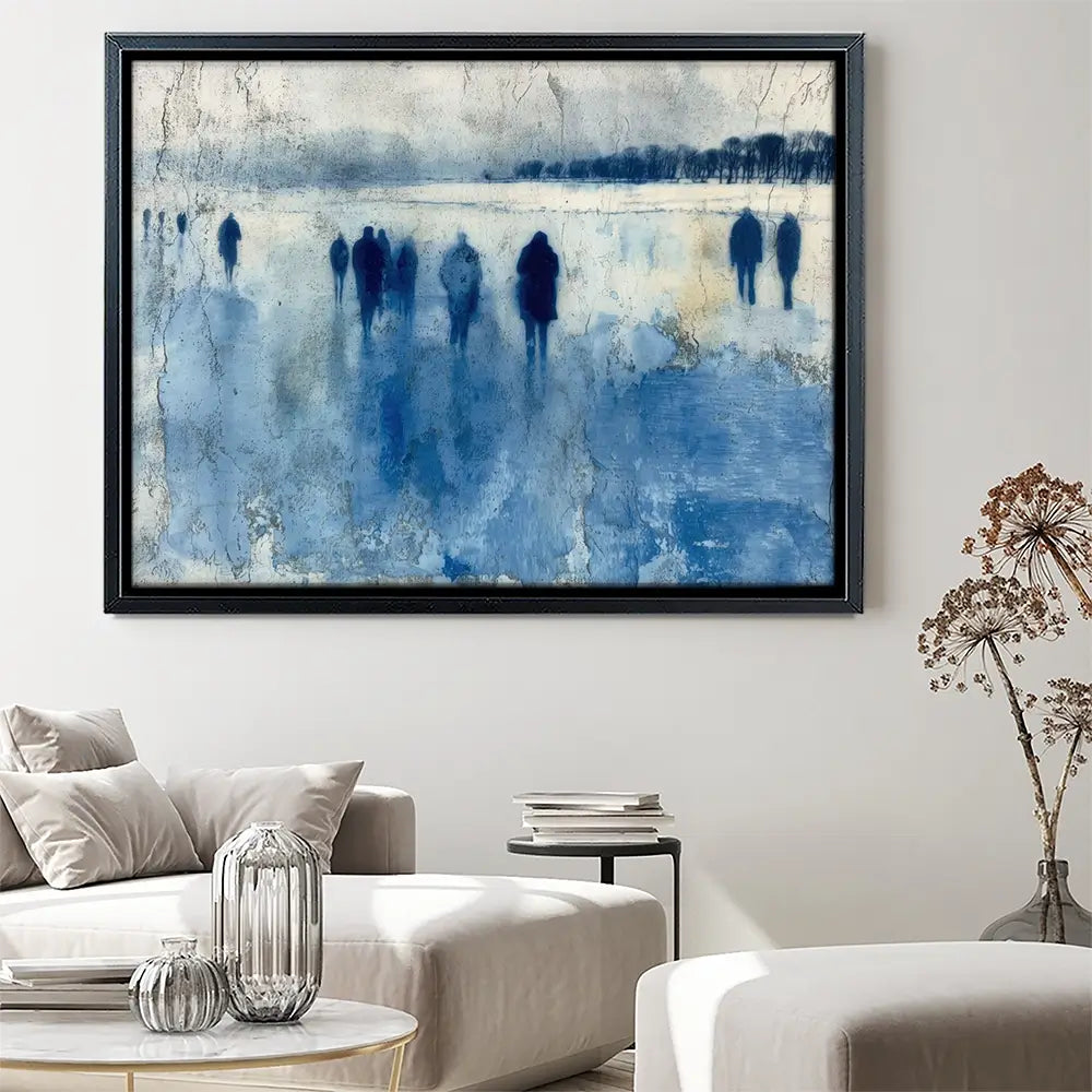 Winter Walkers In Misty Landscape Canvas Print Winter Walkers In Misty Landscape Canvas Print wall art product Chromatic Storm Studio