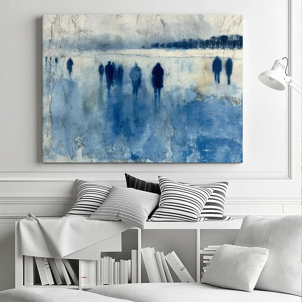 Winter Walkers In Misty Landscape Canvas Print Winter Walkers In Misty Landscape Canvas Print wall art product Chromatic Storm Studio