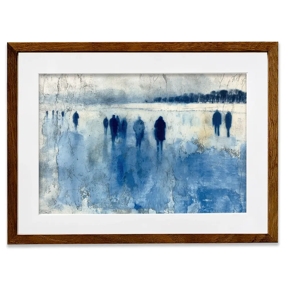 Winter Walkers In Misty Landscape Framed Art Print Winter Walkers In Misty Landscape Framed Art Print wall art product Chromatic Storm Studio