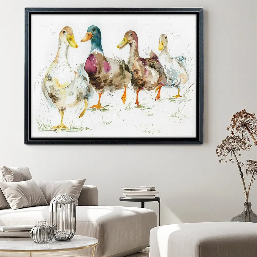 With A Waddle Canvas Print With A Waddle Canvas Print wall art product Nicola Jane Rowles