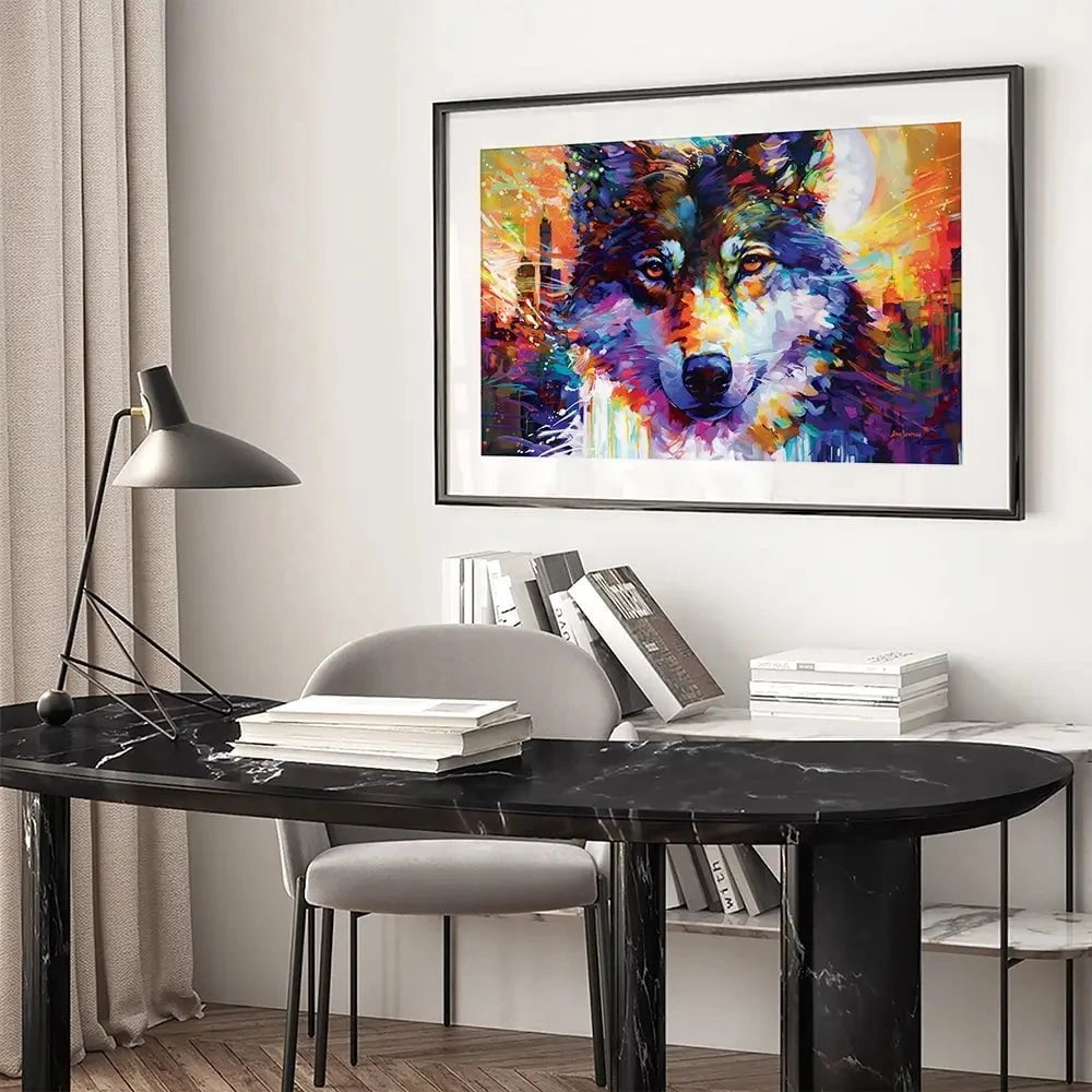 Wolfs Journey Leads To The City Framed Art Print Wolfs Journey Leads To The City Framed Art Print wall art product Leon Devenice