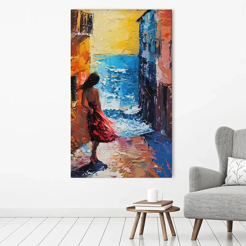 Woman Walking By The Sea Canvas Print Woman Walking By The Sea Canvas Print wall art product Elena Avanesova