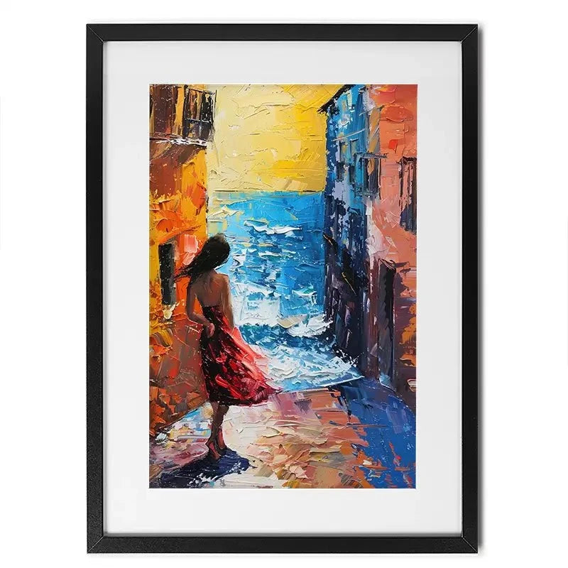 Woman Walking By The Sea Framed Art Print Woman Walking By The Sea Framed Art Print wall art product Elena Avanesova