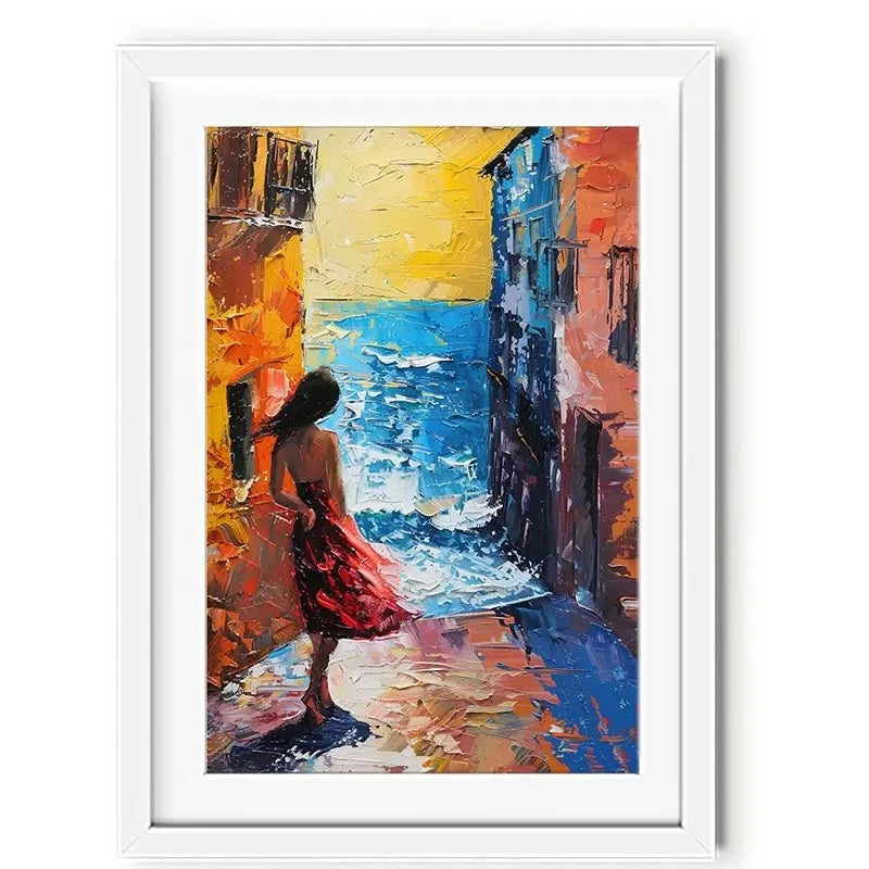 Woman Walking By The Sea Framed Art Print Woman Walking By The Sea Framed Art Print wall art product Elena Avanesova