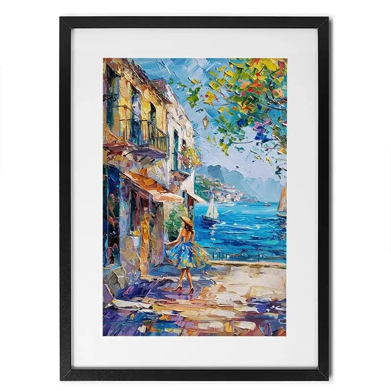 Woman Walking Down The Street Framed Art Print Woman Walking Down The Street Framed Art Print wall art product Elena Avanesova