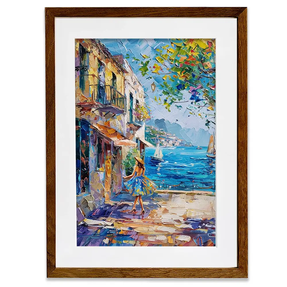 Woman Walking Down The Street Framed Art Print Woman Walking Down The Street Framed Art Print wall art product Elena Avanesova