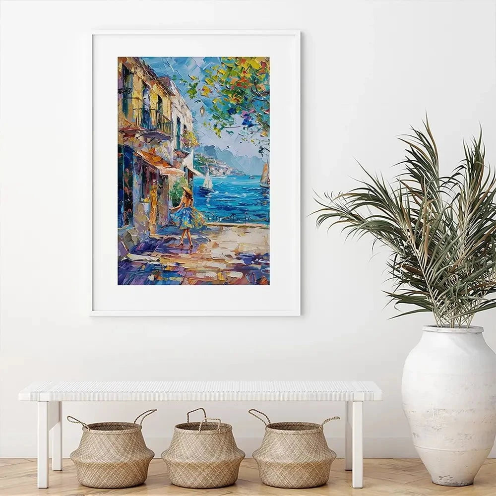 Woman Walking Down The Street Framed Art Print Woman Walking Down The Street Framed Art Print wall art product Elena Avanesova