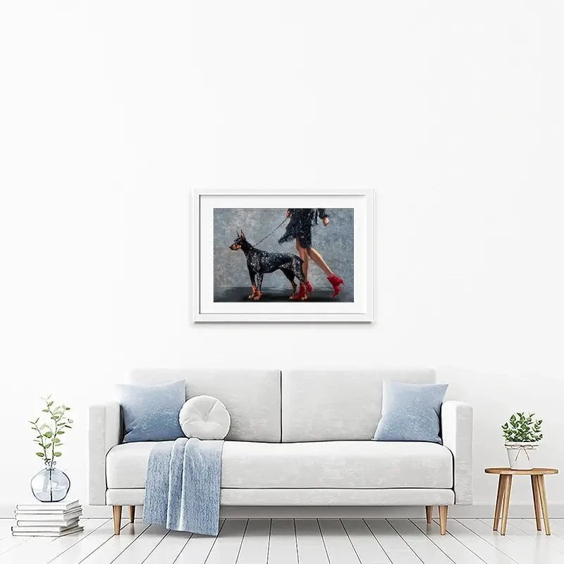 Woman With Doberman Framed Art Print Woman With Doberman Framed Art Print wall art product Svetlana Aleynikova