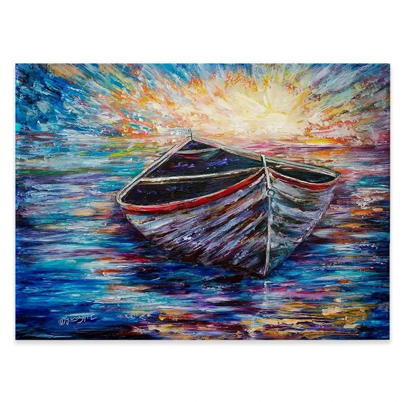 Wooden Boat At Sunrise Canvas Print Wooden Boat At Sunrise Canvas Print wall art product Lena Owens - Independent