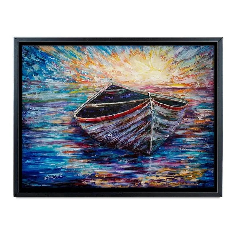 Wooden Boat At Sunrise Canvas Print Wooden Boat At Sunrise Canvas Print wall art product Lena Owens - Independent