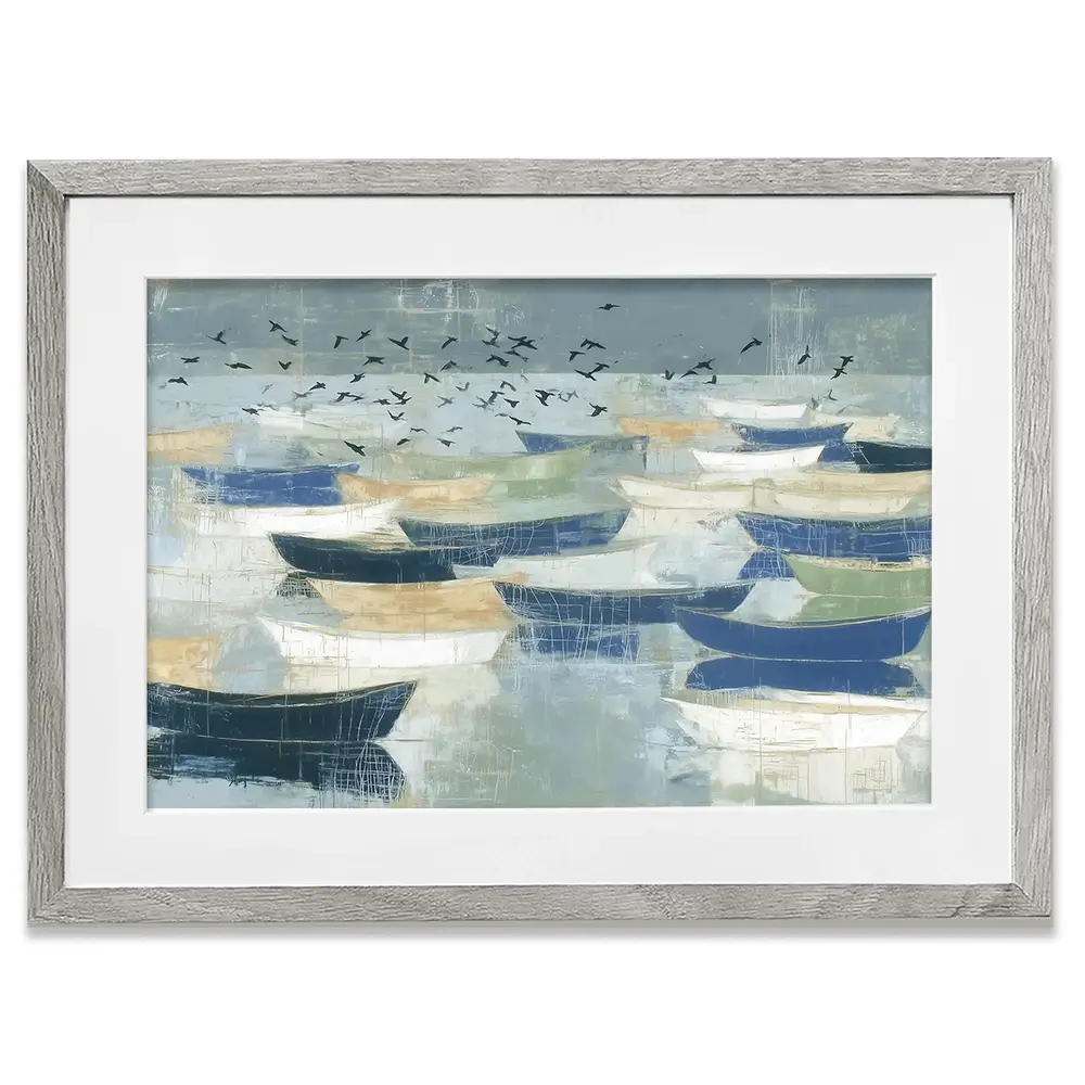 Wooden Fishing Fleet Framed Art Print Wooden Fishing Fleet Framed Art Print wall art product Chromatic Storm Studio