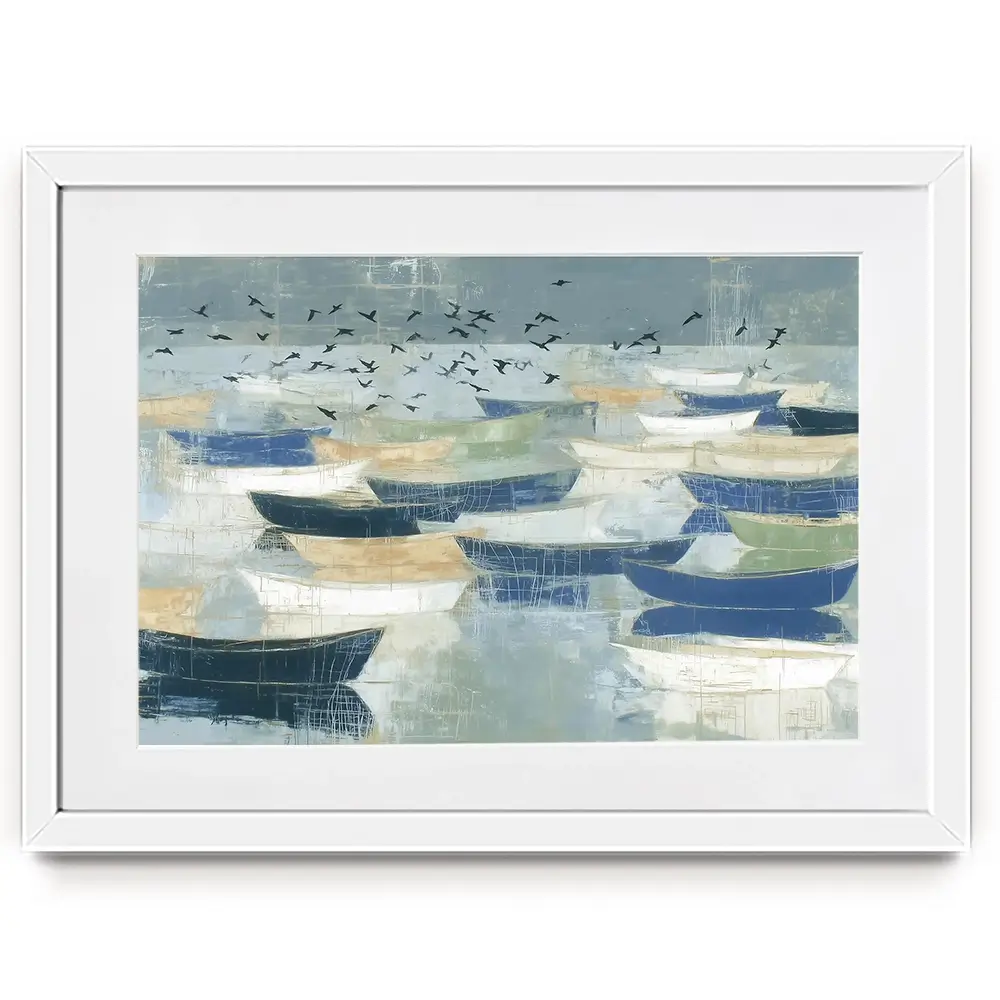 Wooden Fishing Fleet Framed Art Print Wooden Fishing Fleet Framed Art Print wall art product Chromatic Storm Studio