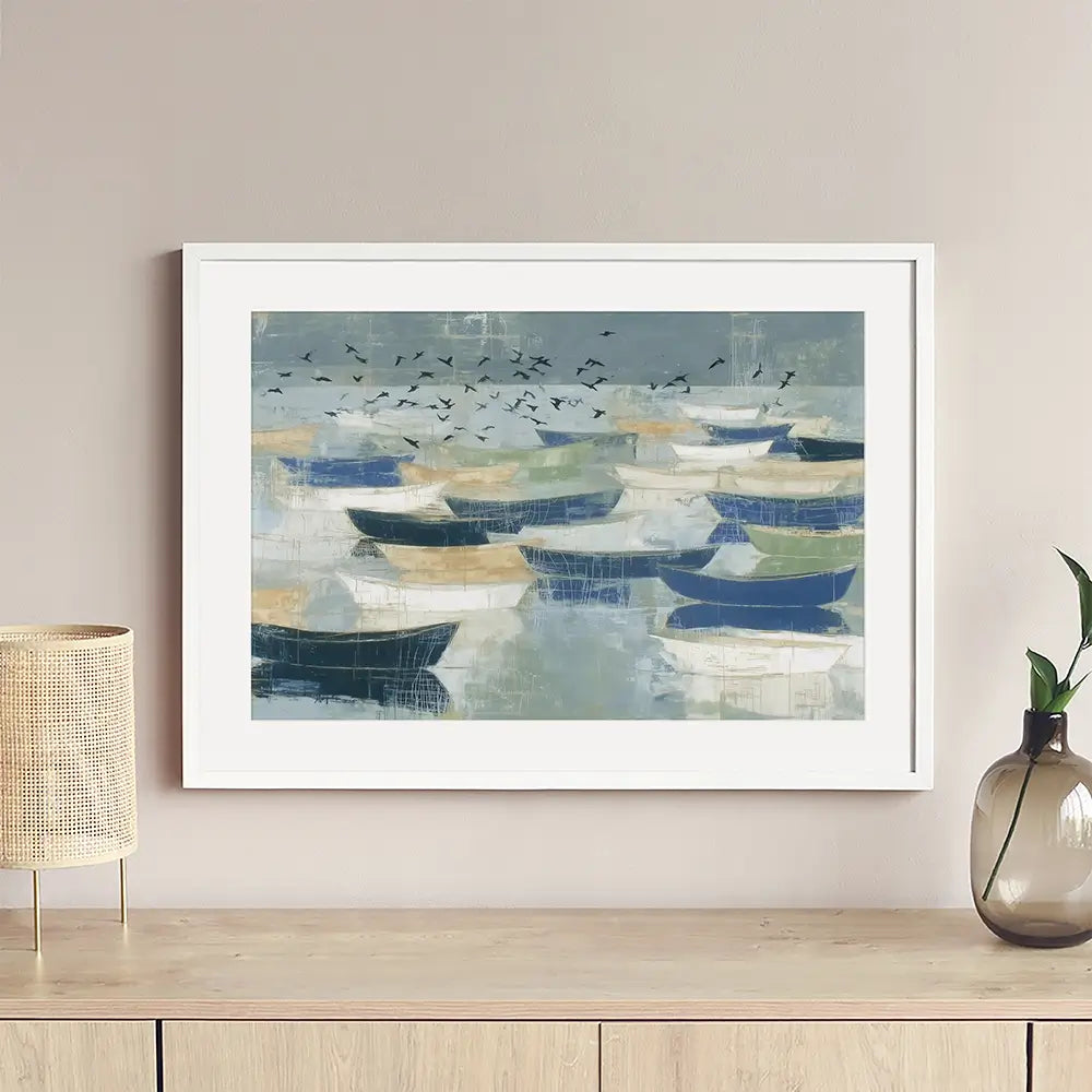 Wooden Fishing Fleet Framed Art Print Wooden Fishing Fleet Framed Art Print wall art product Chromatic Storm Studio