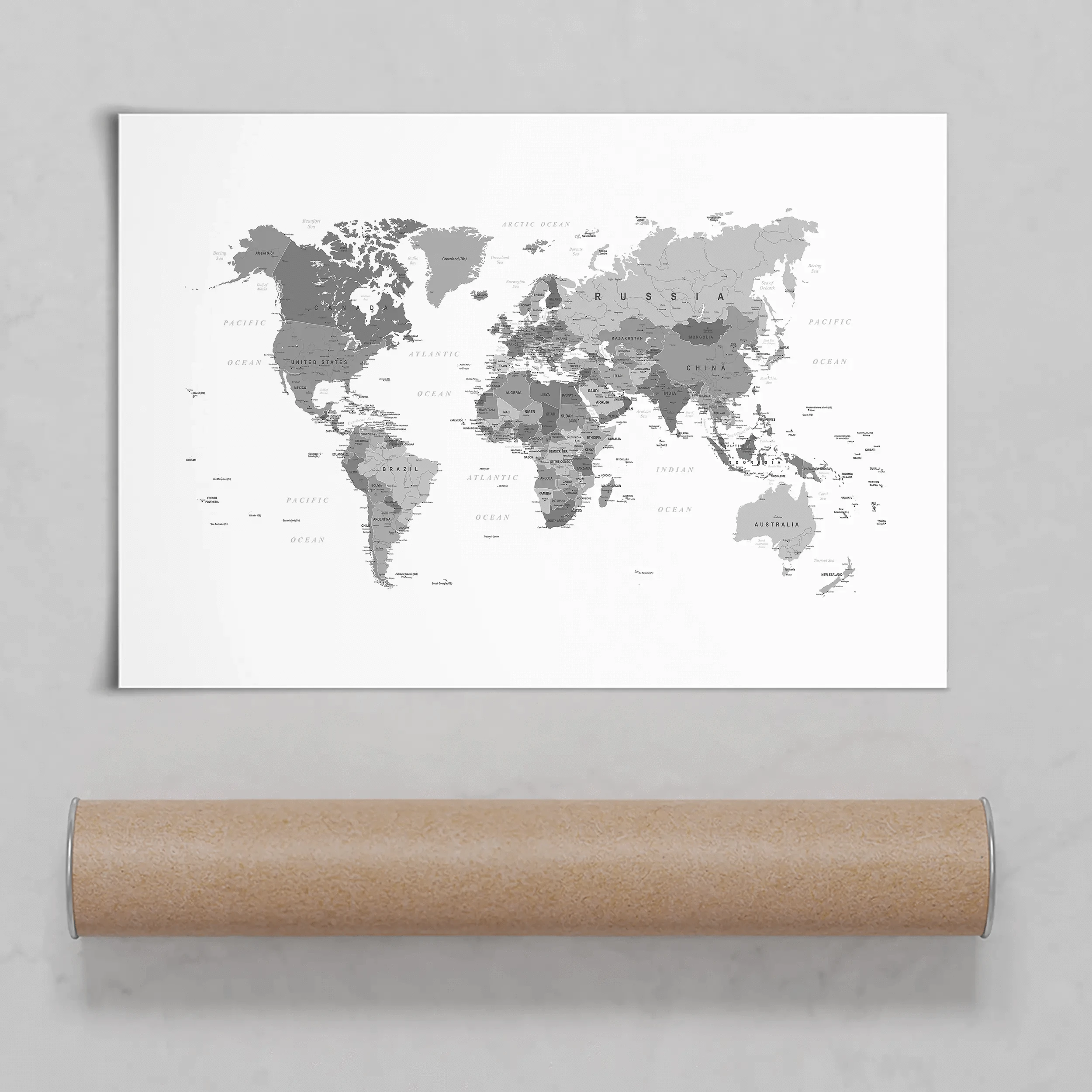 World Map Black & White Art Print World Map Black & White Art Print | World Map Black & White Artwork wall art product H Goossens