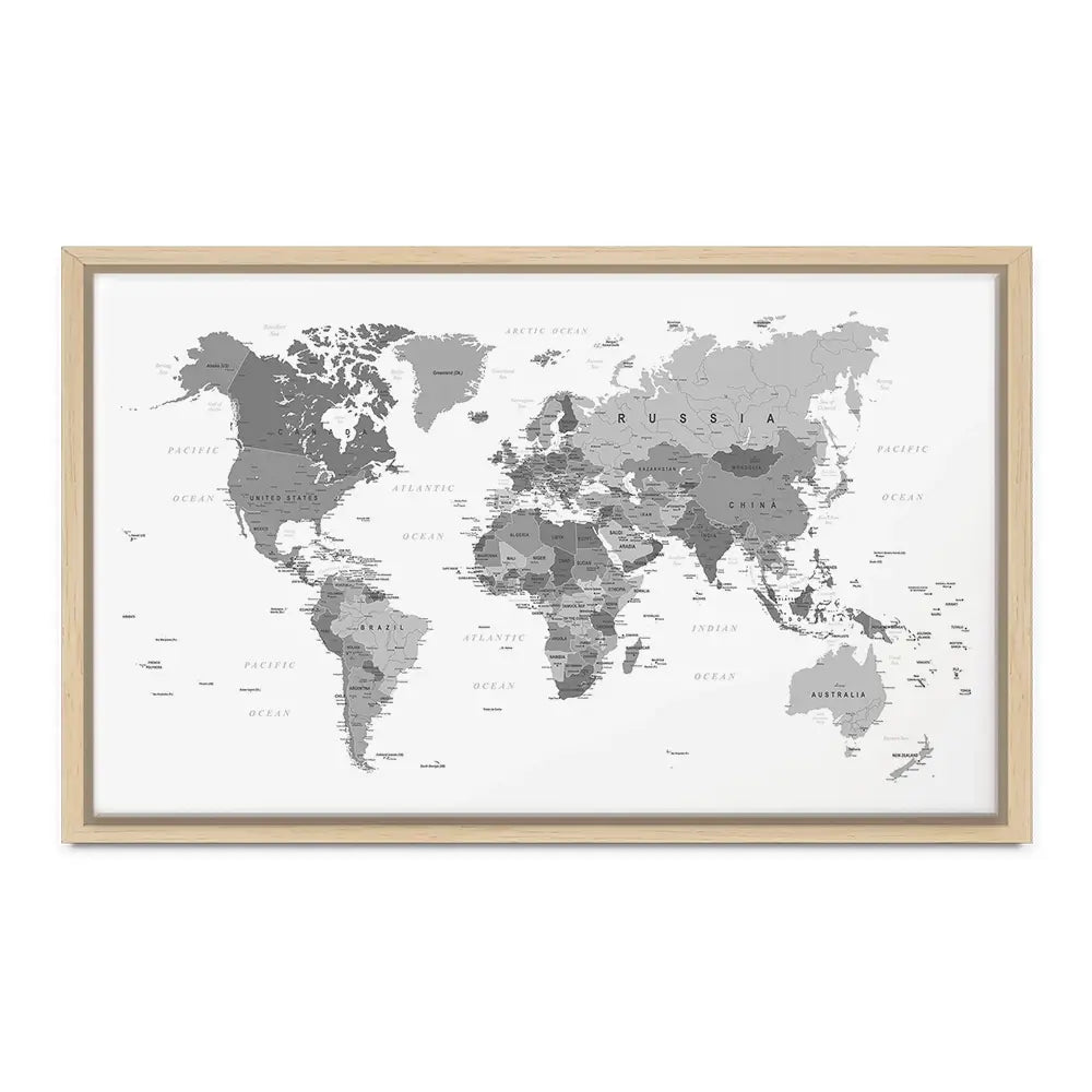World Map Black & White Oversized Canvas Print World Map Black & White Oversized Canvas Print wall art product Independent