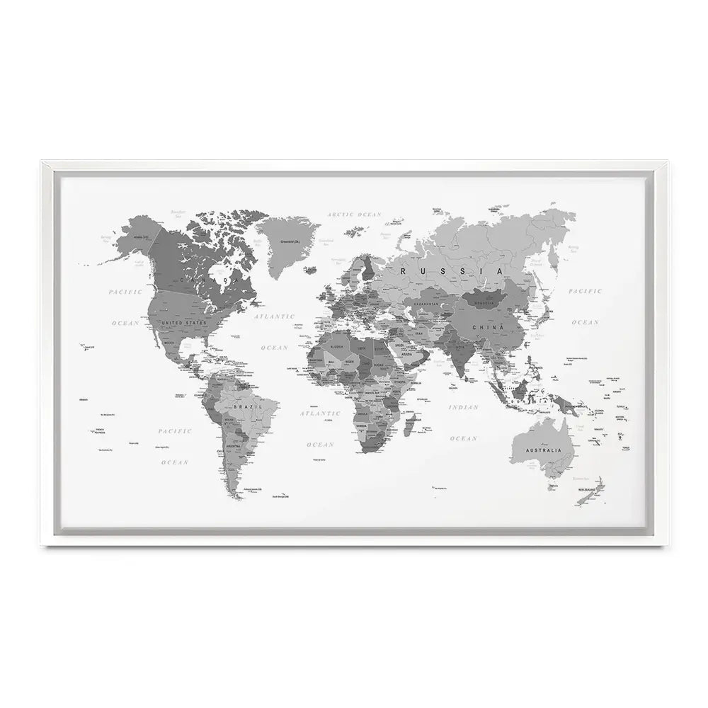 World Map Black & White Oversized Canvas Print World Map Black & White Oversized Canvas Print wall art product Independent