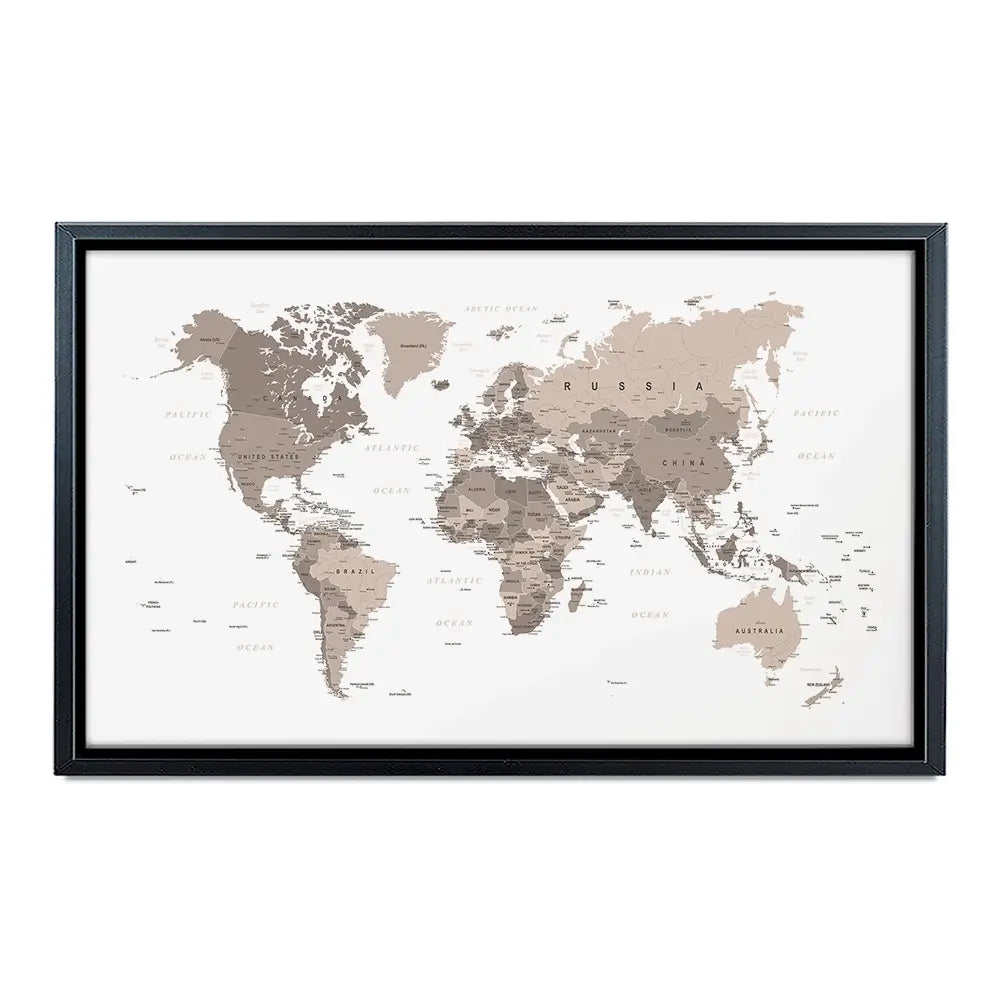 World Map Sepia Oversized Canvas Print World Map Sepia Oversized Canvas Print wall art product Independent