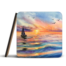 Yacht At Sunset Coaster Set Rainbow Soul Tree Coaster Set | Rainbow Soul Tree Art Coasters wall art product EL_Art / Shutterstock