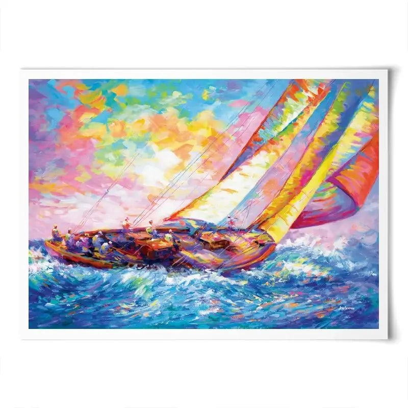 Yacht Sailing In A Race Art Print Yacht Sailing In A Race Art Print wall art product Leon Devenice