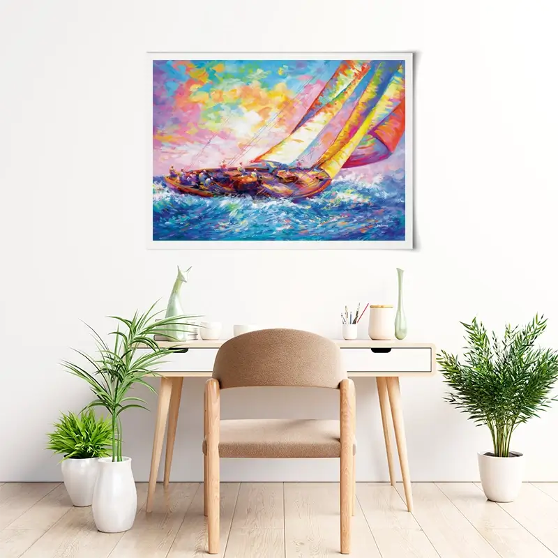Yacht Sailing In A Race Art Print Yacht Sailing In A Race Art Print wall art product Leon Devenice