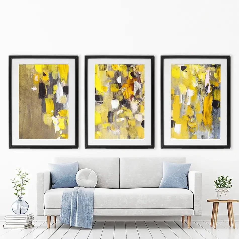 Yellow Abstract Framed Art Print Trio Yellow Abstract Framed Art Print Trio wall art product Anna Selina / Shutterstock