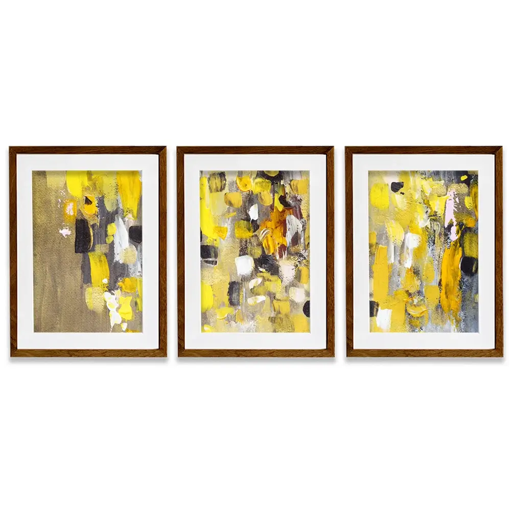 Yellow Abstract Framed Art Print Trio Yellow Abstract Framed Art Print Trio wall art product Anna Selina / Shutterstock