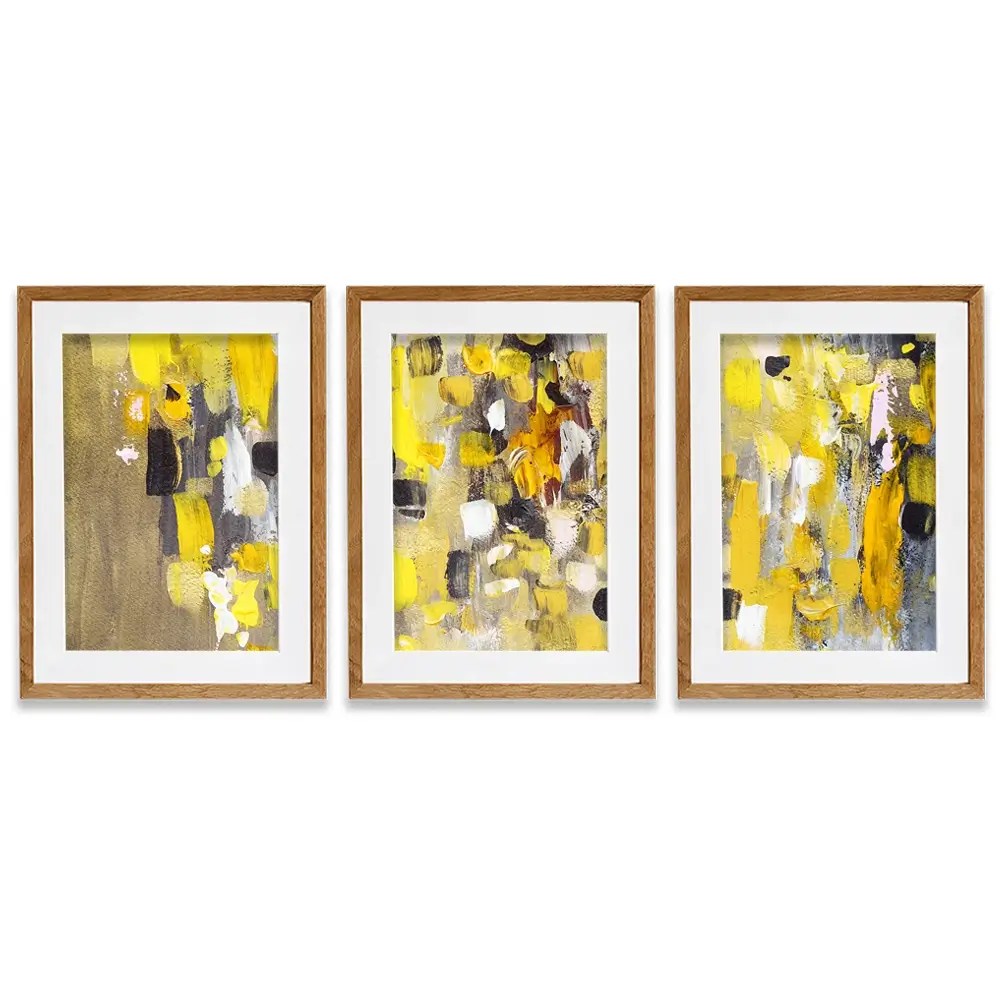 Yellow Abstract Framed Art Print Trio Yellow Abstract Framed Art Print Trio wall art product Anna Selina / Shutterstock