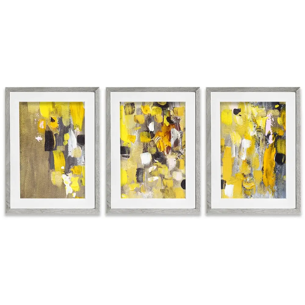 Yellow Abstract Framed Art Print Trio Yellow Abstract Framed Art Print Trio wall art product Anna Selina / Shutterstock