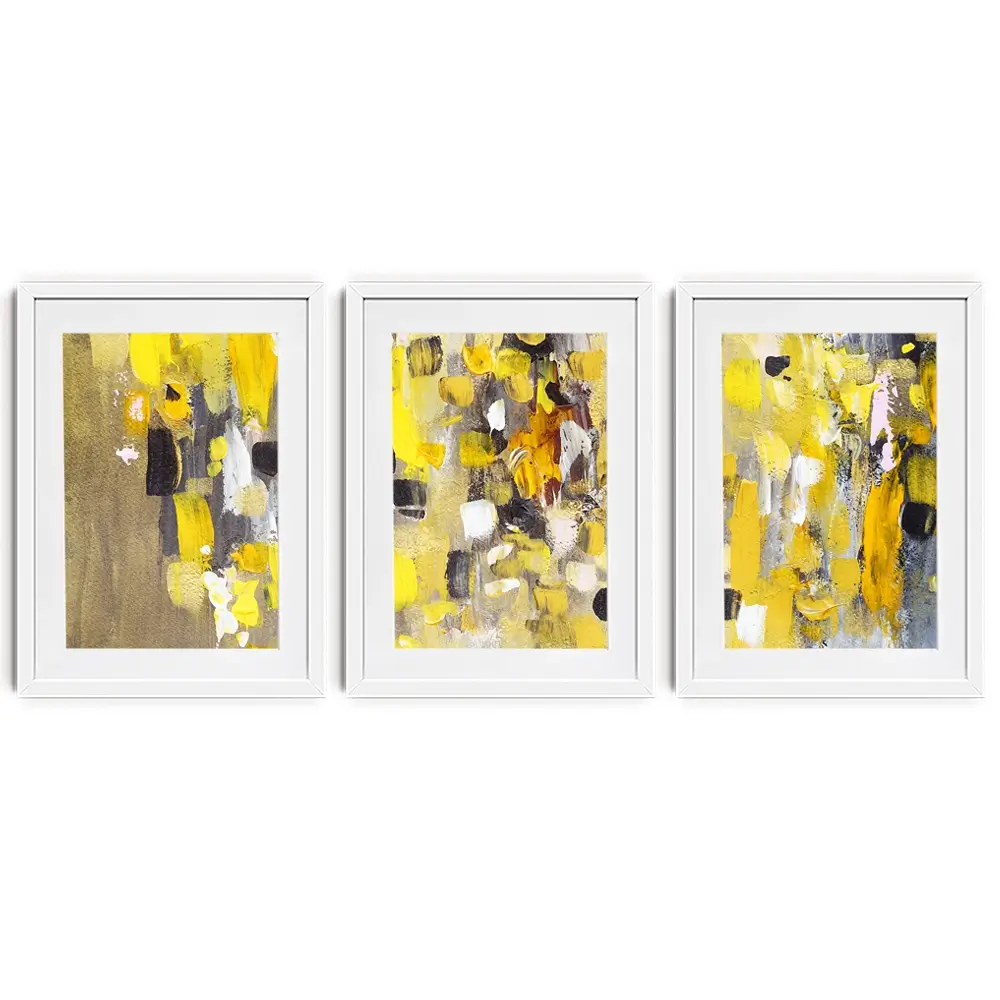 Yellow Abstract Framed Art Print Trio Yellow Abstract Framed Art Print Trio wall art product Anna Selina / Shutterstock