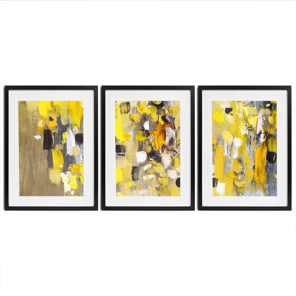 Yellow Abstract Framed Art Print Trio Yellow Abstract Framed Art Print Trio wall art product Anna Selina / Shutterstock